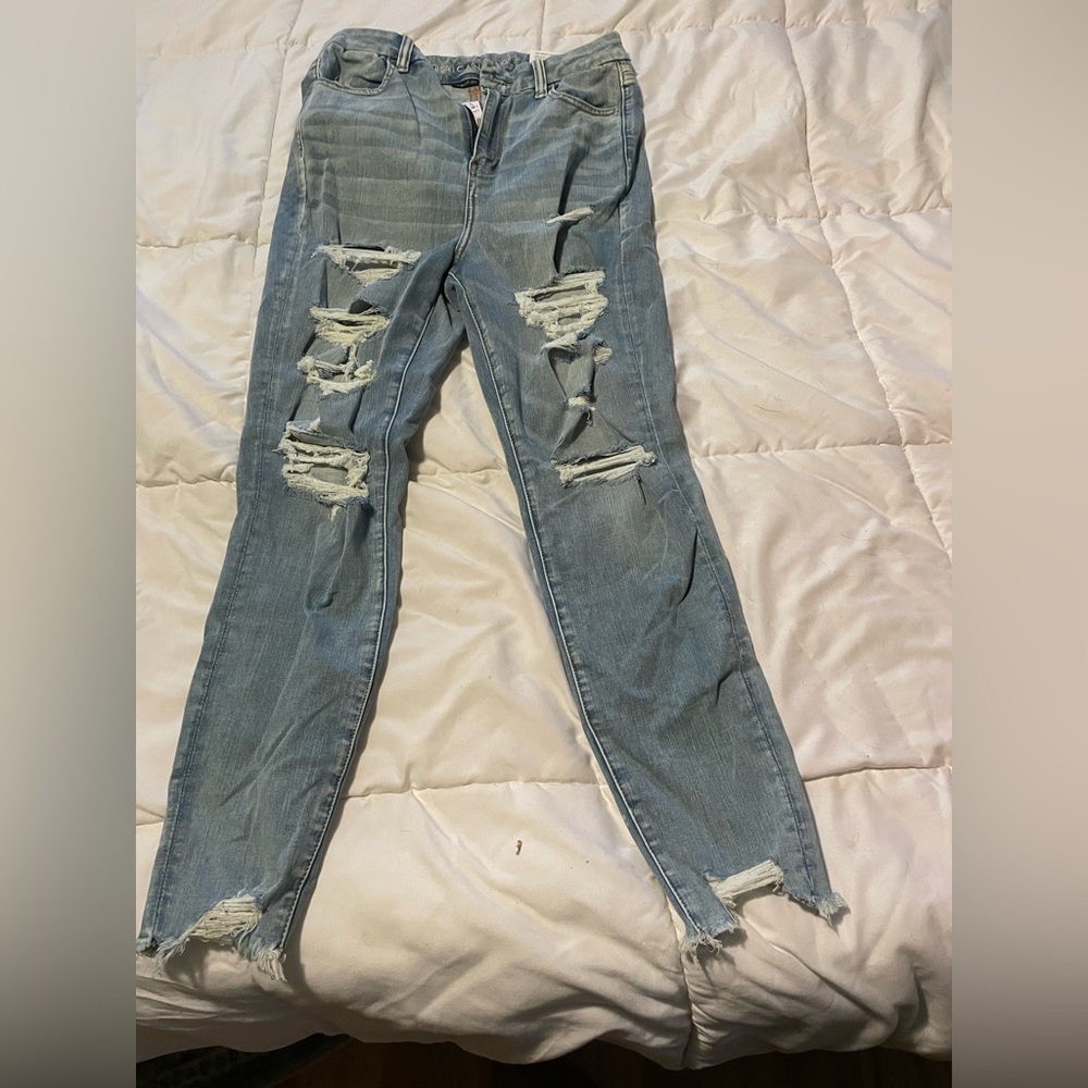 American Eagle Curvy High Rise Distressed Jegging Jeans - Picture 1 of 5